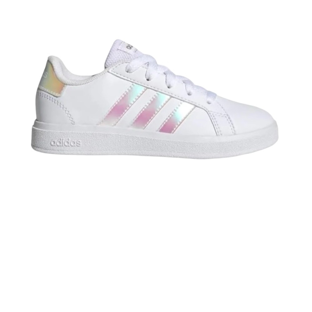 Adidas Grand Court 2.0 Kids 2 White Iridescent Unisex Sneakers BNIB Casual - Picture 6 of 7